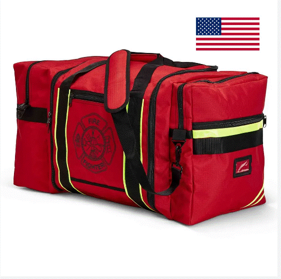 Line2 54400 Firefighter jumbo turnout gear bag with reflective trim and maltese cross