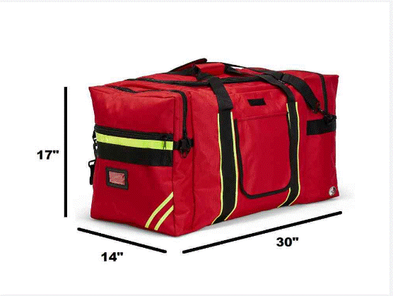 Line2 54400 Firefighter jumbo turnout gear bag with reflective trim and maltese cross