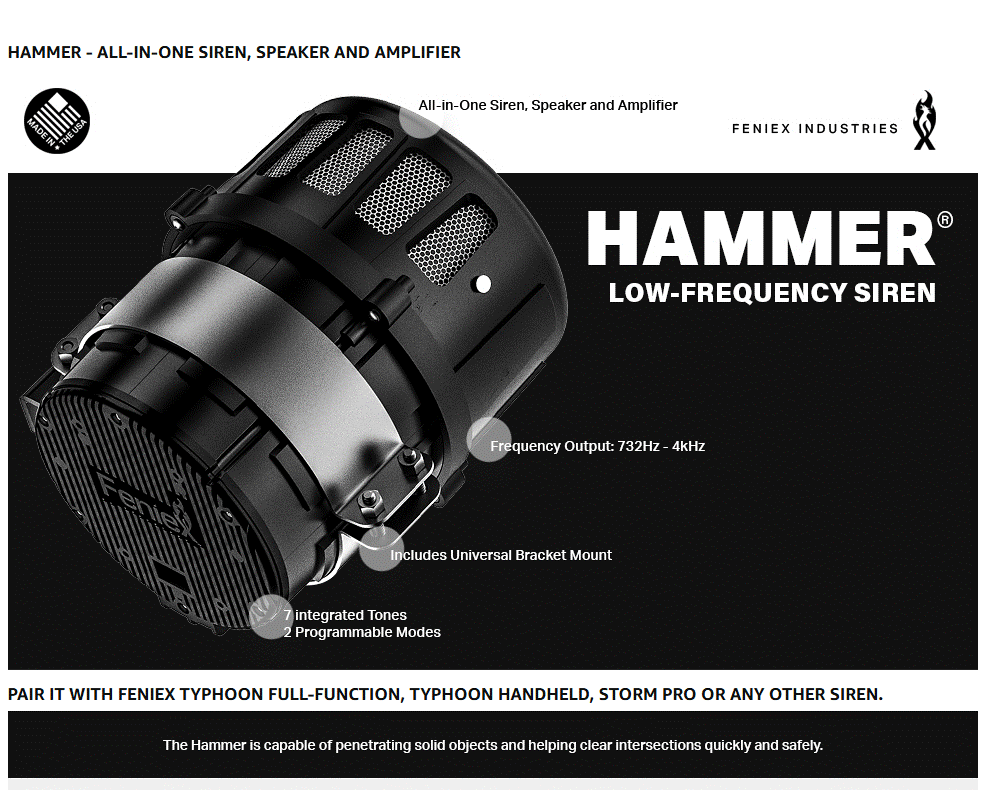 Feniex Industries S-3017 Hammer Low Frequency Siren Speaker System