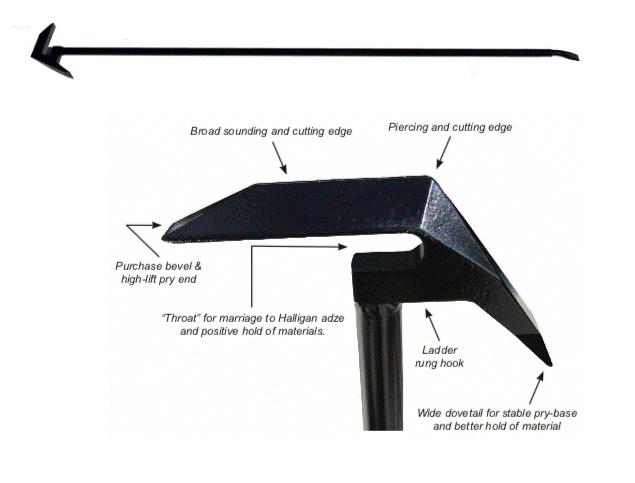 Leatherhead Flat Black Lockwood Hook with Halligan Fork