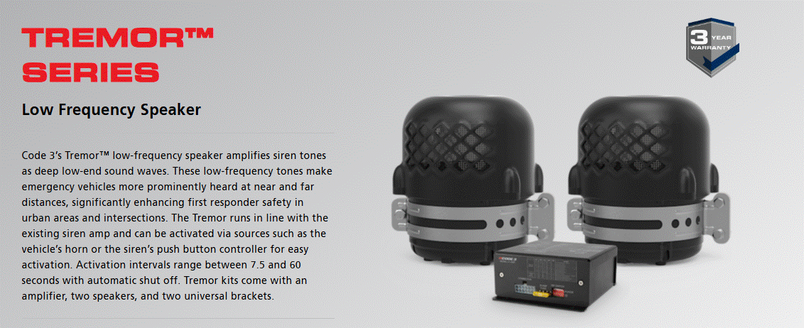 Code 3 Low Freq. Speaker kit (1 AMP 2 speakers) LF-KIT