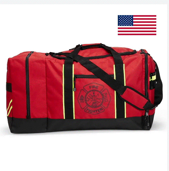 Line2 54650 Firefighter helmet and turnout gear bag with reflective trim/maltese cross ripstop water resistant outer fabric